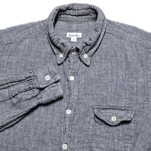 Steven Alan Mens L Gray Cloth Cotton Flannel Shirt Button Down Long Sleeve